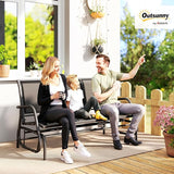Outsunny 3-Person Patio Glider Bench, Outdoor Porch Glider Swing with 3 Seats, Breathable Mesh Fabric, Metal Frame - Photo 2