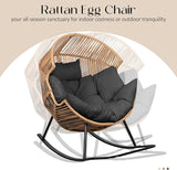 JAMFLY Wicker Egg Chair - Rattan Rocking Chairs with Cushion, Indoor-Outdoor Lounge Egg Basket Seat for Living Room - Photo 5