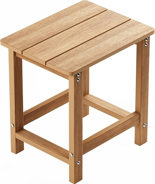 MXIMU Outdoor Side Table for Patio: 16" HIPS Weatherproof Adirondack Table - Small End Tables for Outside Porch Deck Pool Balcony Backyard - Easy Assembly No Maintenance Teak