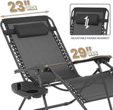 MoNiBloom Oversized Lounge Beach Chairs for Outside, 29" XL Zero Gravity Camping Chairs with Side Table, Pillow and Tray - Photo 6