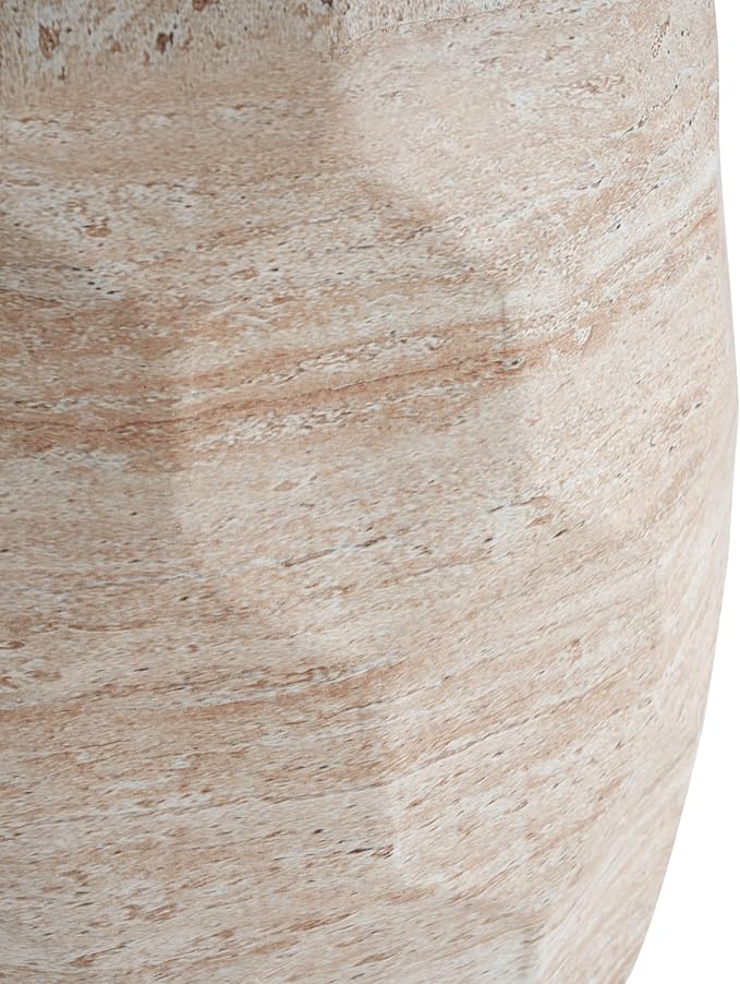 Christopher Knight Home Jaym 18.25" H Indoor Outdoor Accent Side Table, Patio Decorative End Table, Polygon Lightweight Concrete Garden Stool for Patio Balcony & Garden Decor, Travertine