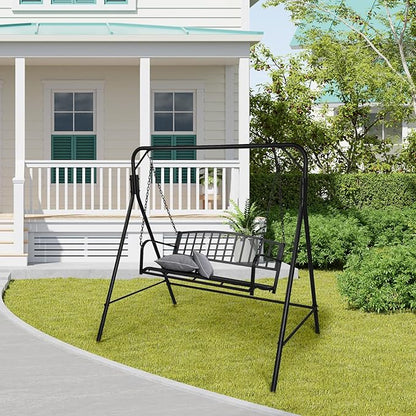ZIMTOWN 2-Person Metal Porch Swing, 47-Inch Wide Hanging Bench，Heavy Duty Hanging Chair with 64.9" Adjustable Chains, 550 LB Weight Capacity, for Patio, Garden and Balcony