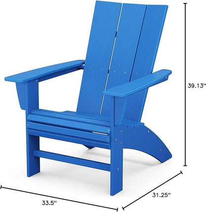 POLYWOOD Modern Curveback Adirondack Chair - All Weather Adirondack Chairs, Lounge Outdoor Chairs, Adirondack Chair Wood Look, Durable Plastic