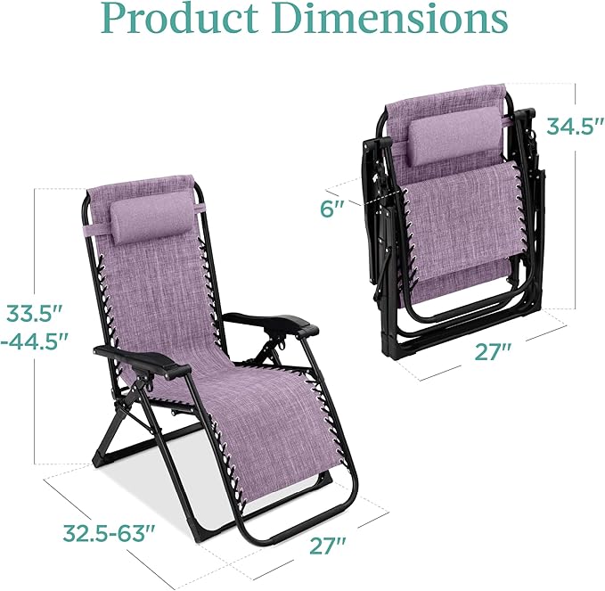Best Choice Products Oversized Zero Gravity Chair, Folding Outdoor Patio Recliner - Photo 2