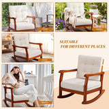Outdoor Wood Rocking Chair with Detachable Cushions - Photo 9
