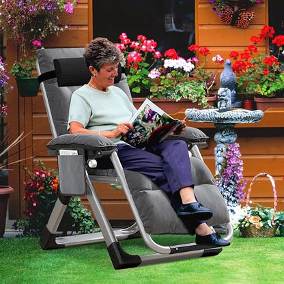 MOPHOTO Zero Gravity Chair, Outdoor Padded Lounge Chair with Side Table, Zero Gravity Recliner Chair, Outdoor Reclining Chair, Sturdy & Comfortable, Supports up to 440lbs