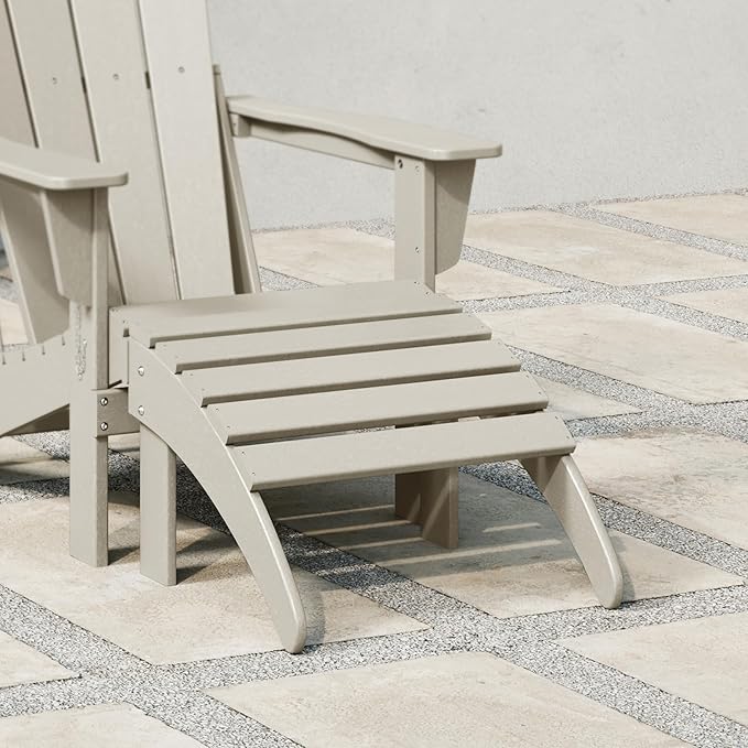 WestinTrends Outdoor Patio Adirondack Ottoman Foot Rest, All Weather Poly Lumber Foot Stool for Adirondack Chair, Widely Used for Outside Porch Pool Lawn Backyard, Sand
