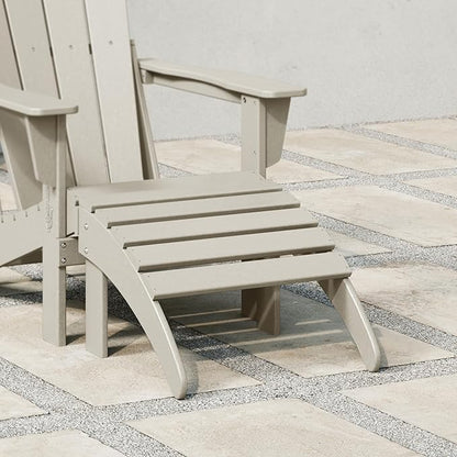 WestinTrends Outdoor Patio Adirondack Ottoman Foot Rest, All Weather Poly Lumber Foot Stool for Adirondack Chair, Widely Used for Outside Porch Pool Lawn Backyard, Sand