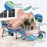 Goplus Tanning Chair, Folding Adjustable Patio Lounge Chair with Face Hole, Removable Pillow, 330LBS, Carry Strap - Photo 8