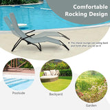 Giantex Patio Chaise Lounge Chair Set of 2, Outdoor Sunbathing Chairs Folding & Stacking Lawn Chair W/Rocking Design - Photo 5