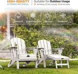 VINGLI Folding Adirondack Chair with Ottoman, Waterproof Plastic HDPE Firepit Chair for Outside with Hidden Footrests - Photo 4