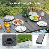 60" Patio Dining Table for 6, Rectangle Patio Table with Umbrella Hole - Photo 5