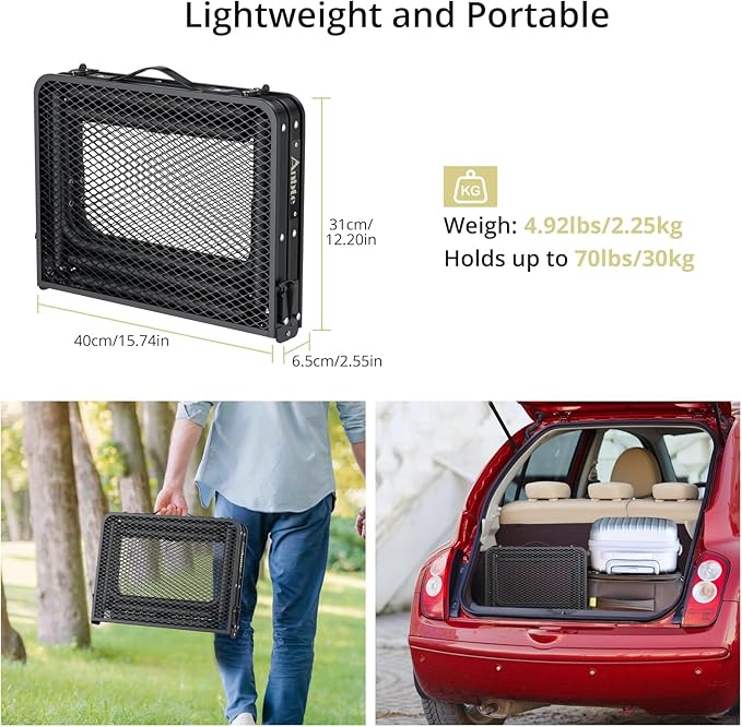Anbte Folding Grill Table, Aluminum Camping Table Adjustable Height Max 27.5" Picnic Table Outdoor Table, Lightweight - Photo 6