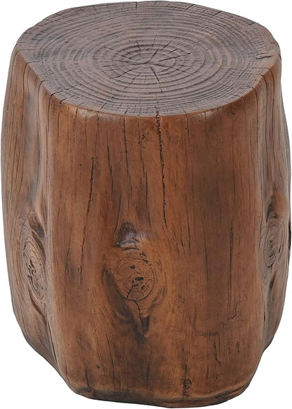 Christopher Knight Home Pawn 17" H MGO Outdoor Side Table with Tree-Stump Design, Patio Decorative Wood-Like Texture End Table, Round Top Lightweight Concrete Garden Stool, No Assembly, Dark Brown