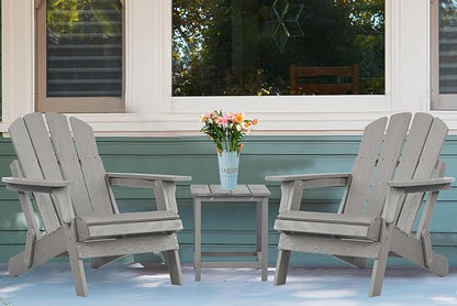 Oversize Wooden Outdoor Folding Adirondack Chair with Pre-Assembled BackRest & SeatBoard, Wood Patio Chair for Garden Backyard Porch Pool Deck Firepit