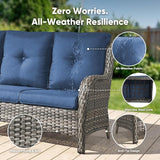 Belord 13 Piece Wicker Patio Furniture Set, Outdoor Swivel Rocker Chairs Set of 4 with Ottomans and Rattan Couch - Photo 8
