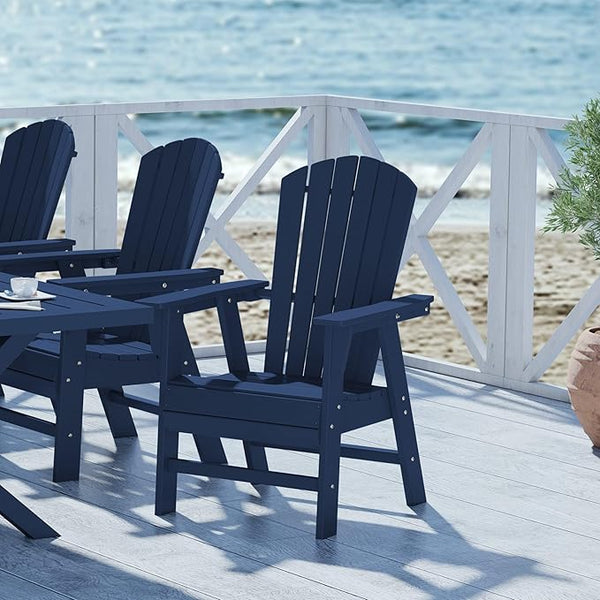 WestinTrends Dylan Outdoor Patio Shell-Back Adirondack Dining Chair Weather Resistant Navy Blue - Photo 1