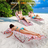 VINGLI Tanning Chair, Beach Lounge Chair with Face Hole, Lounge Chair Outdoor, Height-Adjustable Tanning Lounger - Photo 2