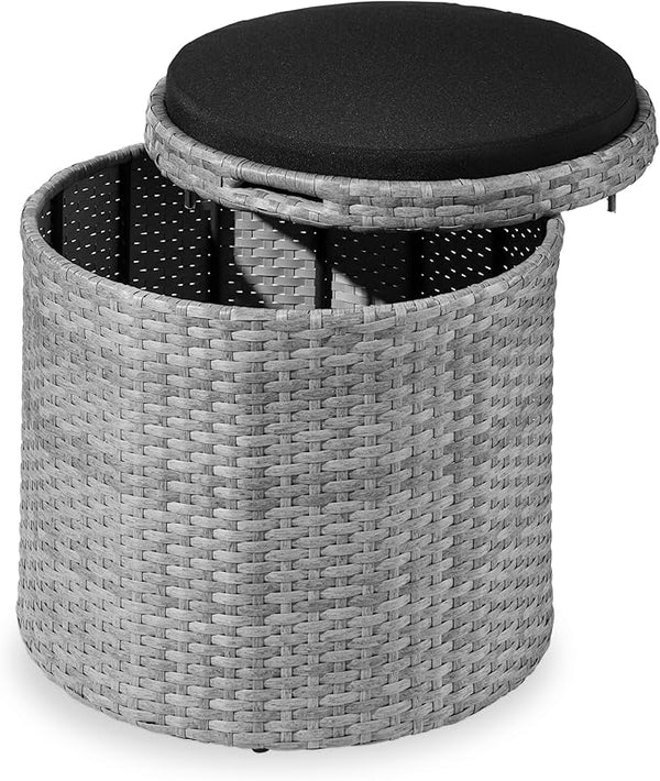 Best Choice Products Round Wicker Ottoman, Multipurpose Outdoor Furniture for Patio, Backyard, Additional Seating - Photo 1