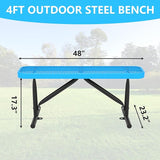 4 Feet Outdoor Steel Bench, Blue Heavy Duty Metal Park Bench for Outside, Weatherproof Dock Bench - Photo 2