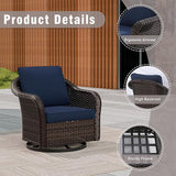 3 Piece Patio Wicker Bistro Set, 2 All-Weather Use Outdoor Wicker Swivel Chairs with PE Rattan Side Table - Photo 3
