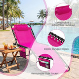 GYMAX Lounge Chairs for Outside, Extra High Folding Beach Tanning Lounger with 4-Level Adjustable Backrest - Photo 6