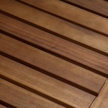 Drew Outdoor Industrial Acacia Wood and Iron Bench, Teak and Black