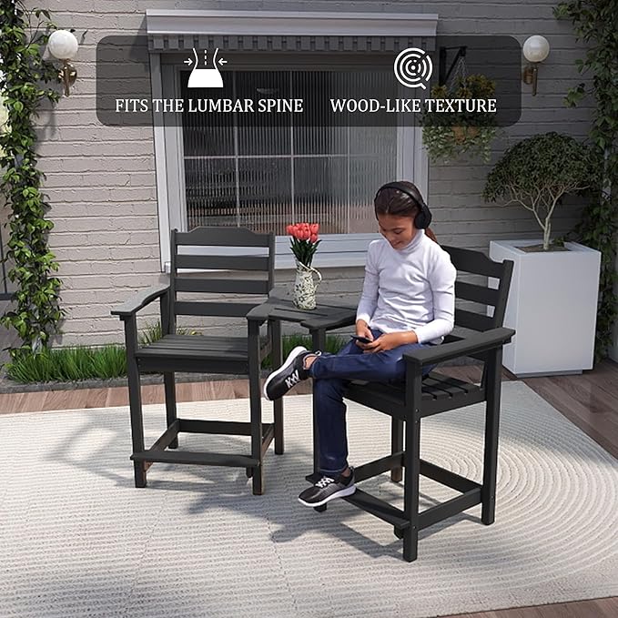 OTSUN Adirondack Chairs Set of 2, HDPE All-Weather Patio Chair, Plastic Lawn Chair 380 lbs Capacity, Outdoor Chairs for Fire Pit, Yard, Porch, Garden, Deck, Swimming Pool, Light Blue