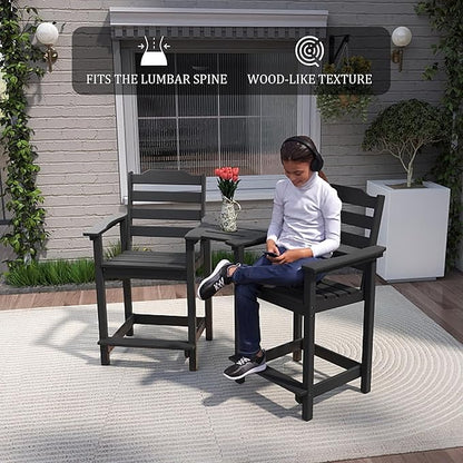 OTSUN Adirondack Chairs Set of 2, HDPE All-Weather Patio Chair, Plastic Lawn Chair 380 lbs Capacity, Outdoor Chairs for Fire Pit, Yard, Porch, Garden, Deck, Swimming Pool, Light Blue