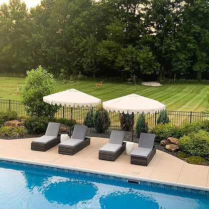 Patiorama Outdoor Patio Chaise Lounge Chair, Elegant Reclining Adjustable Pool Rattan Chaise Lounge Chair with Light Grey Cushion, Grey PE Wicker, Steel Frame