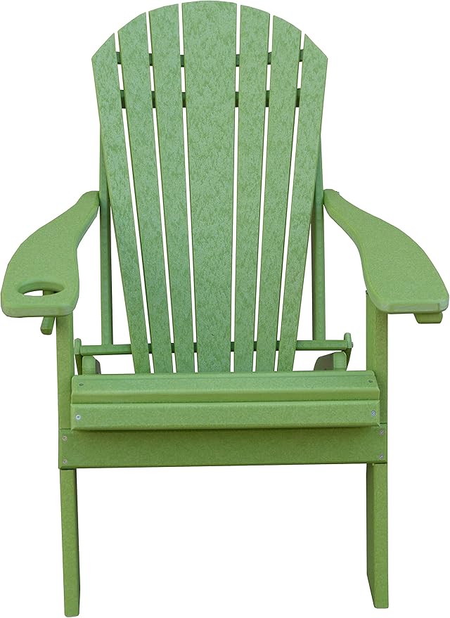 Furniture Barn USA Poly Folding Adirondack Chair with Smart Phone Holder, Tropical Lime Green