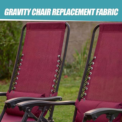 Queekay Chair Replacement Fabric with 4 Bungee Cord Lounge Chair Cloth Mesh Repair Kit for Patio Recliner Outdoor Lawn Pool(63 x 21 Inch,Wine Red)