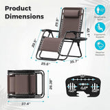 Homall Zero Gravity Chair Patio Folding Lawn Outdoor Lounge Gravity Camp Reclining Lounge Chair with Cup Holder Pillows - Photo 3