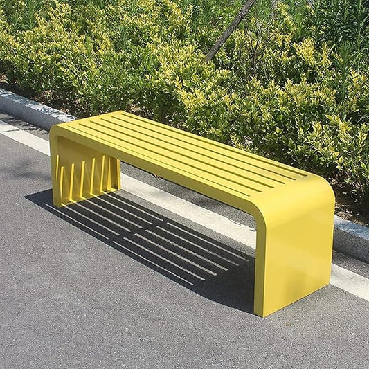 Outdoor Patio Bench, Park Bench Outdoor Bench Metal Bench Backless Benches, 660Lbs Weight Capacity, for Porch, Garden, Park, Backyard(Yellow,100x40x45CM)
