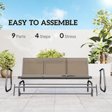 Outsunny 3-Person Patio Glider Bench, Outdoor Porch Glider Swing with 3 Seats, Breathable Mesh Fabric, Metal Frame - Photo 5