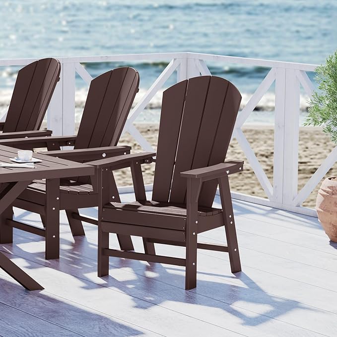 WestinTrends Malibu Outdoor Patio HDPE Plastic Adirondack Dining Chair Dark Brown