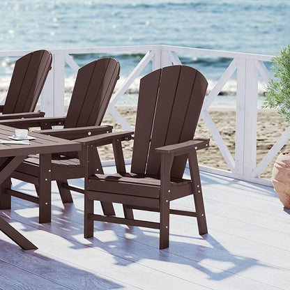 WestinTrends Malibu Outdoor Patio HDPE Plastic Adirondack Dining Chair Dark Brown