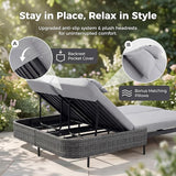 RADIATA 51.2" Outdoor Loveseat Sofa Bed, PE Wicker Patio Daybed with 2-Person Double Chaise Lounge - Photo 6