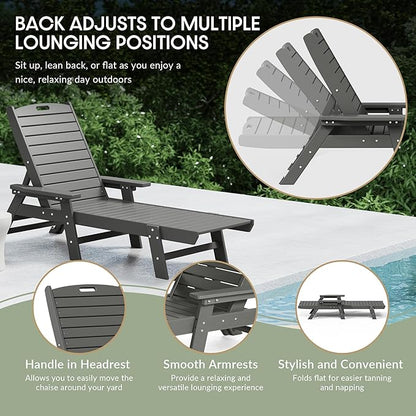 WestinTrends Malibu Poly Reclining Chaise Lounge Gray