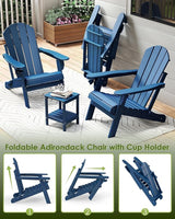 GREENVINES Folding-Adirondack-Chairs-Set-of-6 | HDPE Plastic | Fire Pit Chair | All Weather | Cup Holder | Blue - Photo 7