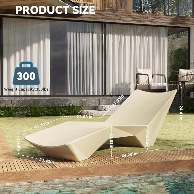 Ergonomic Pool Lounger, Water Chaise with Weight Box, in-Pool Lounge Chair for Shallow Water, Easy Assembly, Waterproof & UV Resistant (Beige)