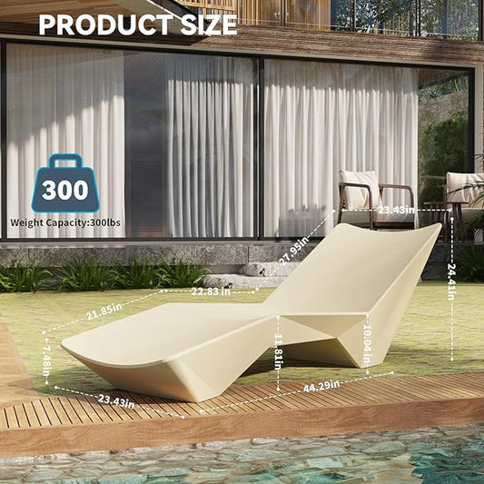 Ergonomic Pool Lounger, Water Chaise with Weight Box, in-Pool Lounge Chair for Shallow Water, Easy Assembly, Waterproof & UV Resistant (Beige)