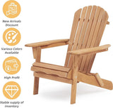Wooden Folding Adirondack Chair Set of 2, Wood Lounge Patio Chair for Garden Outdoor - Photo 5