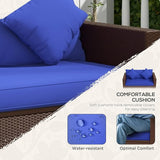 Outsunny Patio Wicker Loveseat with Cushions, 2-Seat Outdoor PE Rattan Couch Sofa with Throw Pillows, for Porch - Photo 5