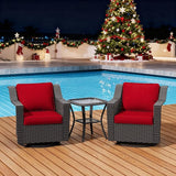 3 Pieces Patio Conversation Furniture Set - 2 Swivel Chairs, 1 Side Table - Photo 7