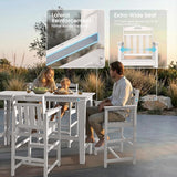 Ciokea 3 Pcs Outdoor Bar Height Table Set, 60" Extra Long Rectangle High Top Table and 2 Oversized Adirondack Chairs Set - Photo 4