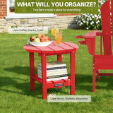 Outdoor Side Table Round - Patio Side Tables - HDPE Small Outdoor End Table for Backyard Pool Porch Balcony - Double - Photo 7