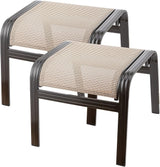 Outdoor Patio Footstools Aluminum Outdoor Ottomans Footrest Small Seating Wicker Furniture Patio Ottoman 2 Pieces Brown - Photo 1