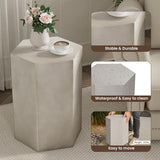COSIEST Concrete Accent Table, Hexagon Patio Side Table 14.5''Wx20''H, Modular Design Indoor Outdoor End Table - Photo 5