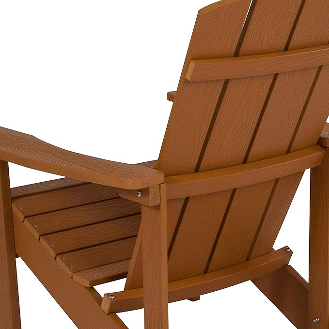 EMMA + OLIVER Outdoor Teak All-Weather Poly Resin Wood Adirondack Chair